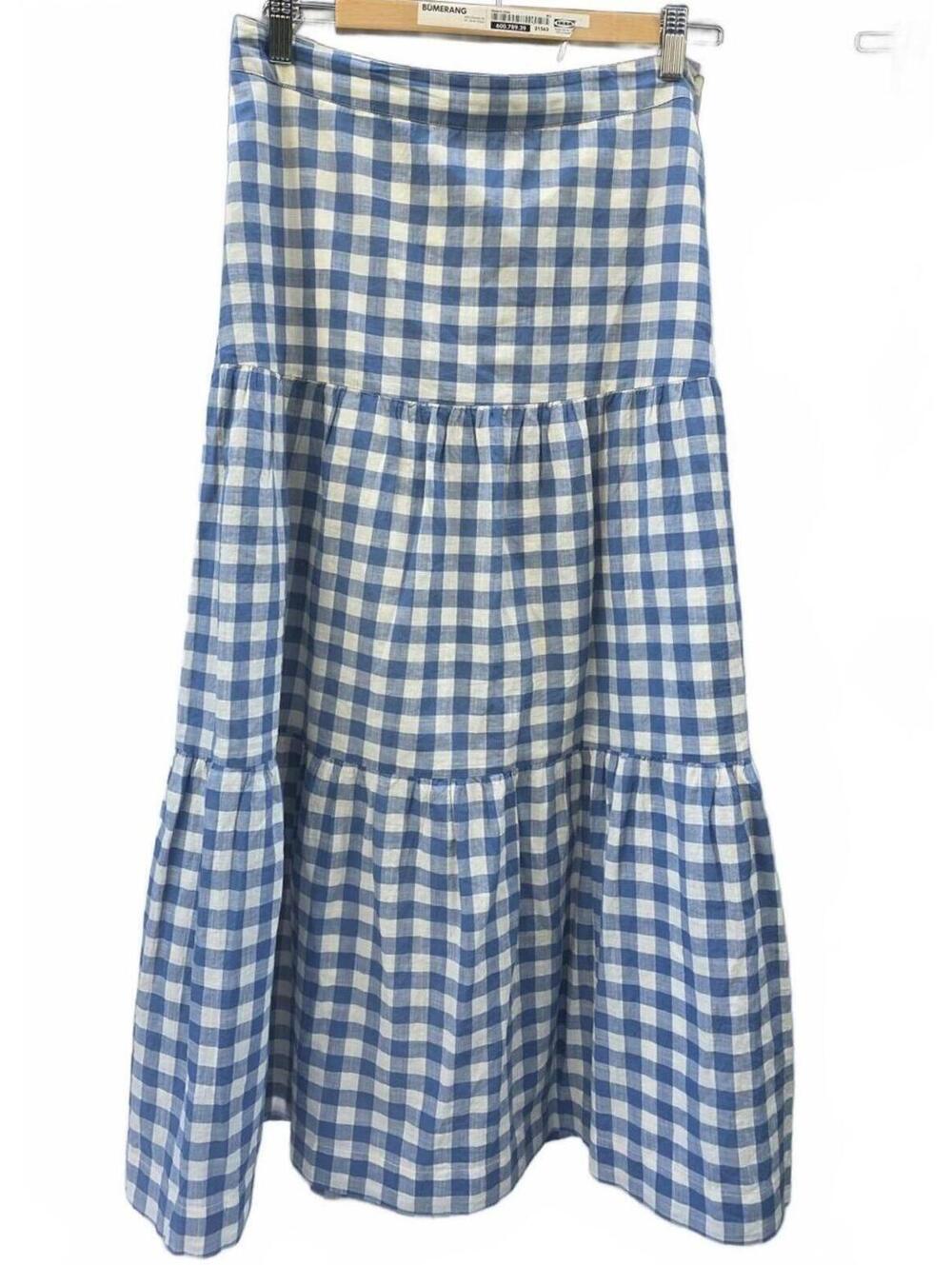 Gap Blue Gingham Tiered Cotton Maxi Skirt - Size Small.